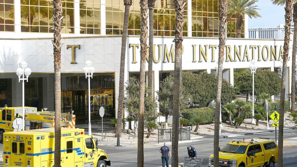 Im explodierten Auto vor dem Trump-Hotel saß eine Person, die bis zur Unkenntlichkeit verbrannte. Foto: Sam Morris/Las Vegas Review-Journal/AP/dpa