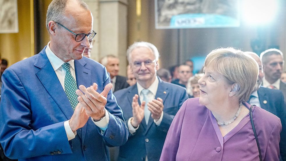 Hatten jahrelang ihre Differenzen: Der aktuelle CDU-Chefin Friedrich Merz mit der ehemaligen Kanzlerin Angela Merkel. Foto: dpa/Kay Nietfeld