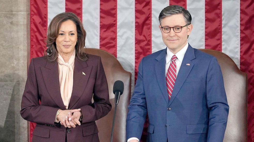 Es war ausgerechnet die Aufgabe von Kamala Harris, das formale Prozedere im Kongress zu leiten und den Wahlsieg ihres Kontrahenten Donald Trump zu besiegeln. Foto: Matt Rourke/AP/dpa