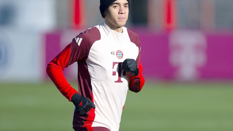 Jamal Musiala noch beim Training in München. Foto: Sven Hoppe/dpa