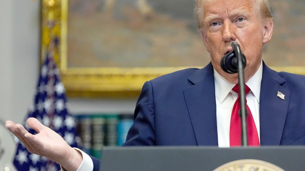 US-Präsident Donald Trump fordert für den russischen Angriffskrieg gegen die Ukraine eine Verhandlungslösung - mit Nachdruck. Foto: Julia Demaree Nikhinson/AP/dpa