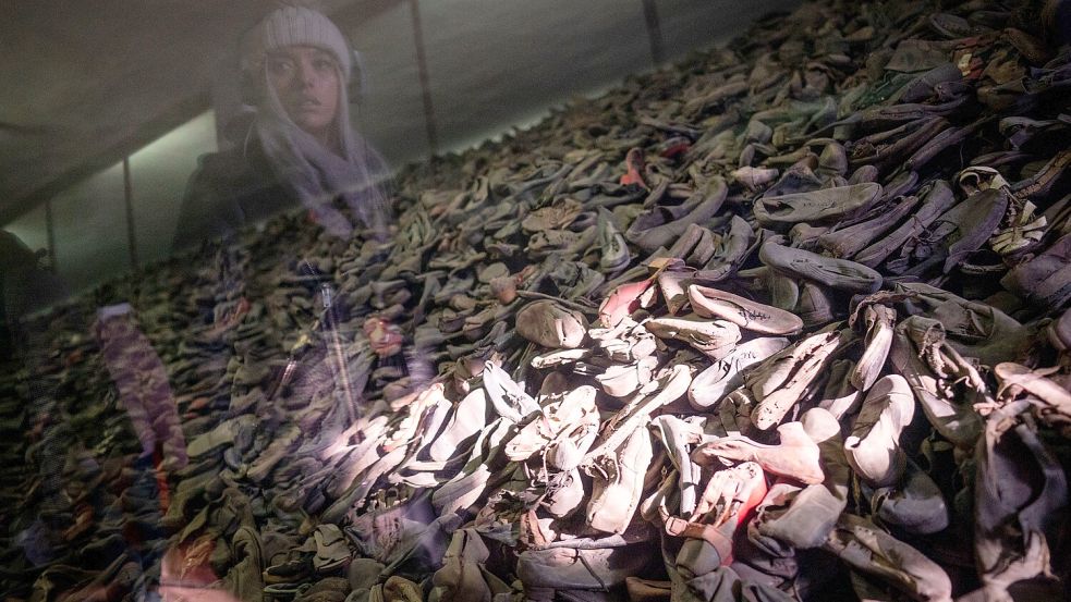 Die Schuhe der Häftlinge im Museum des früheren Konzentrationslagers Auschwitz I: Die Gräuel des Holocausts sind eine Mahnung, die Demokratie zu schützen. Foto: dpa/Kay Nietfeld