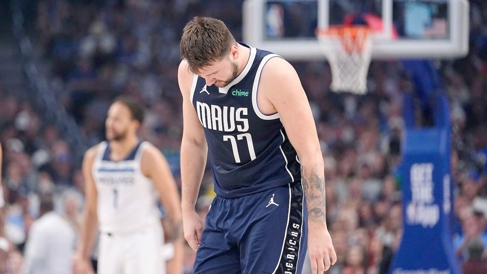 Doncic verabschiedete sich mit emotionalen Worten von den Mavericks-Fans. Foto: Julio Cortez/AP/dpa