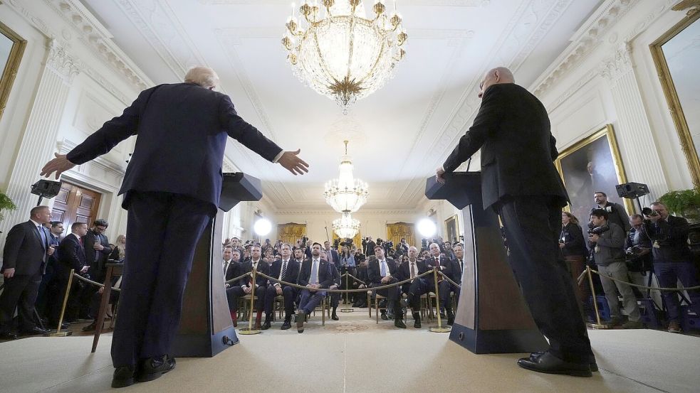 Der US-Präsident schwärmt von den Möglichkeiten, die der Gazastreifen seiner Ansicht nach bietet. Foto: Alex Brandon/AP/dpa