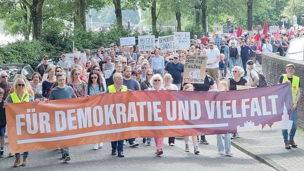 „Für Demokratie und Vielfalt“ ist auch am Sonnabend, 8. Februar 2025, das Motto einer Demo in Leer. Foto: Bothe/Archiv