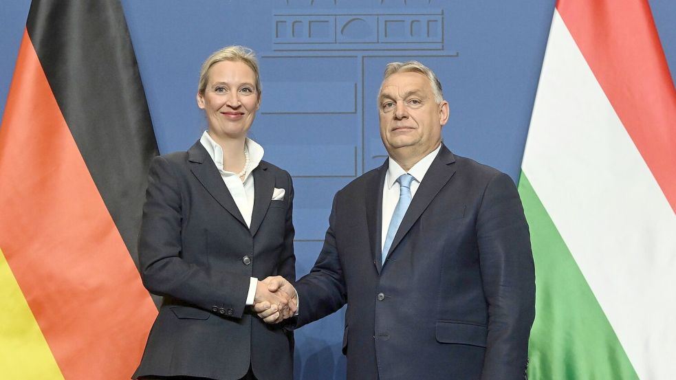 Das Treffen zwischen Weidel und Orban wurde inszeniert wie ein Staatsbesuch. Foto: Szilard Koszticsak/MTI/AP/dpa