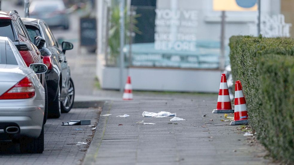 Tatort ganz in der Nähe vom Landgericht: Die Schüsse fielen kurz nachdem dort ein Prozesstag um den Tod eines ehemaligen Box-Profis zu Ende gegangen war. Foto: David Inderlied/dpa