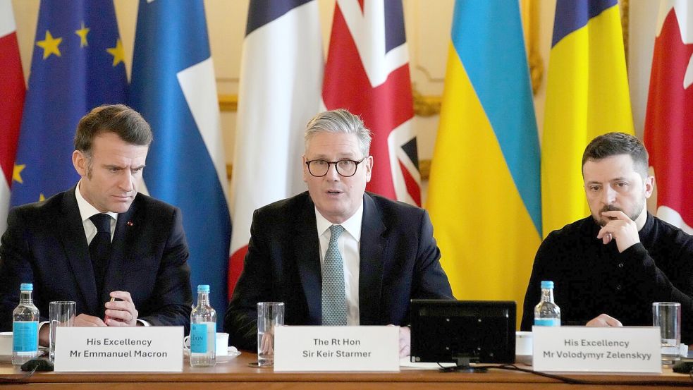 Westliche Staats- und Regierungschefs sowie die Spitzen von EU und Nato kamen in London zu einem Ukraine-Gipfel zusammen. Foto: Christophe Ena/Pool AP/dpa