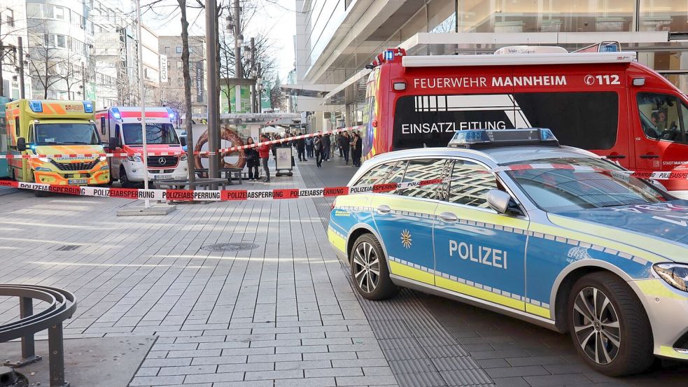 In der Innenstadt von Mannheim kam es an Rosenmontag zu einem großen Polizeieinsatz. Foto: René Priebe/dpa