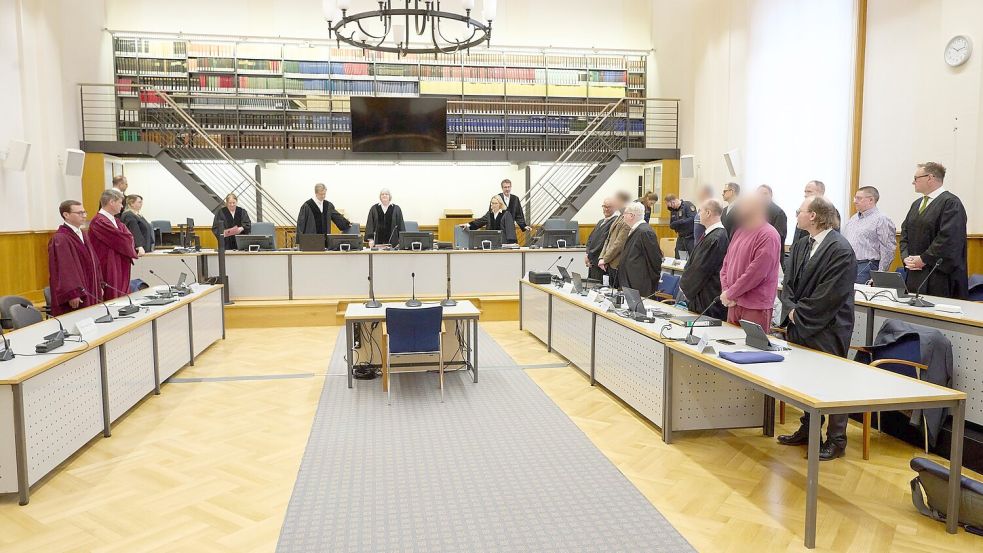 Der Saal 120 des Oberlandesgerichts Koblenz war der Ort des Verfahrens. (Archivbild) Foto: Thomas Frey/dpa POOL/dpa